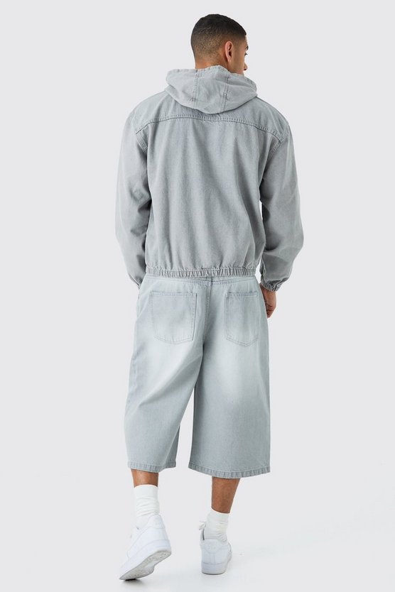 Kastiger Denim-Hoodie