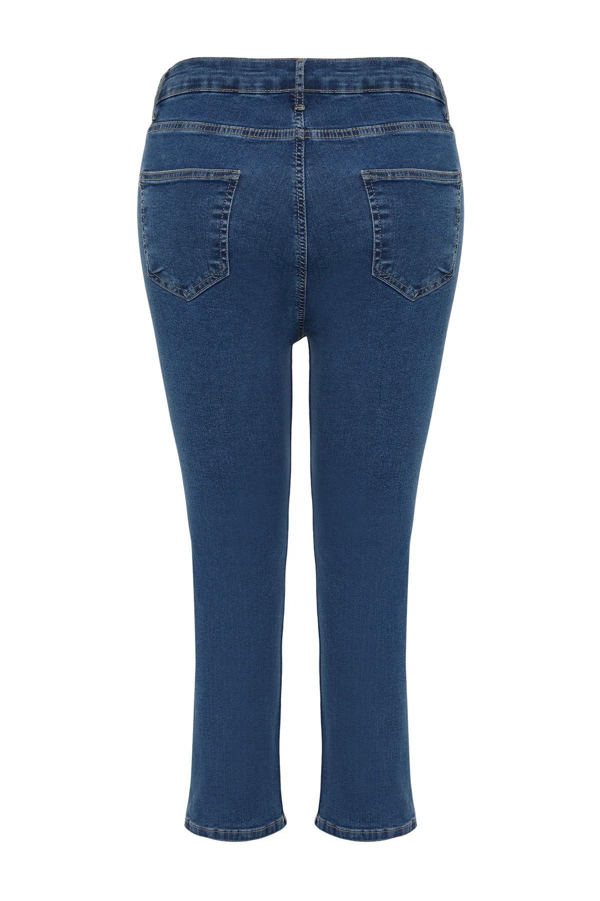 Trendyol Curve  Blaue, kurze, dehnbare Skinny-Denim-Jeans TBSSS24CJ00032