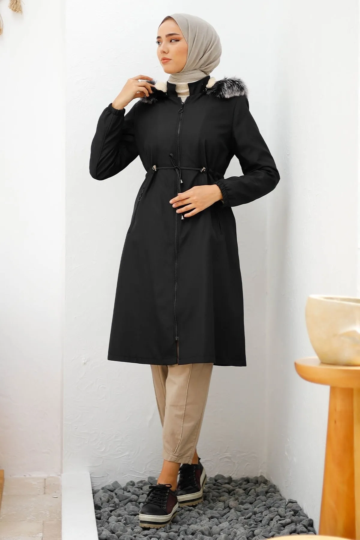 InStyle  4601 Regenjacke mit Fleece-Innenseite – Schwarz
