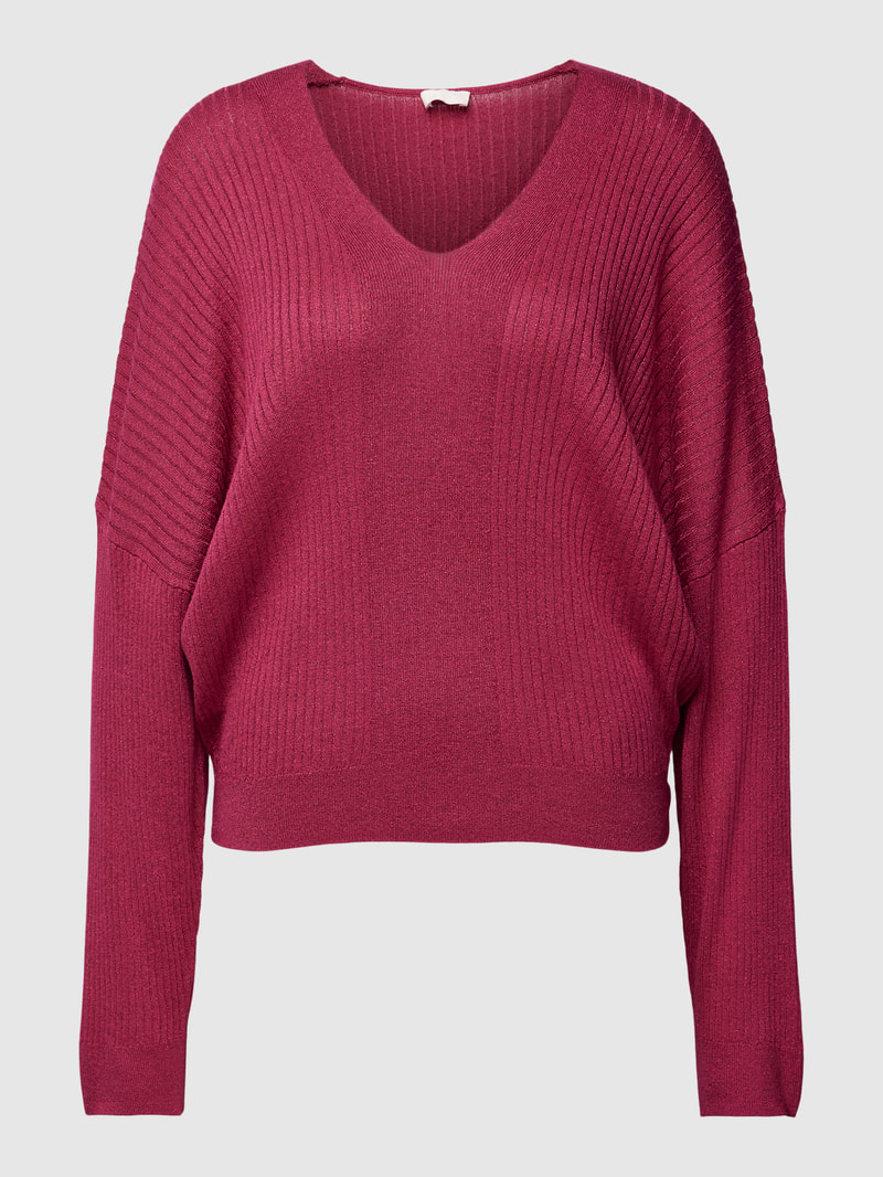 Strickpullover mit V-Auschnitt in pink