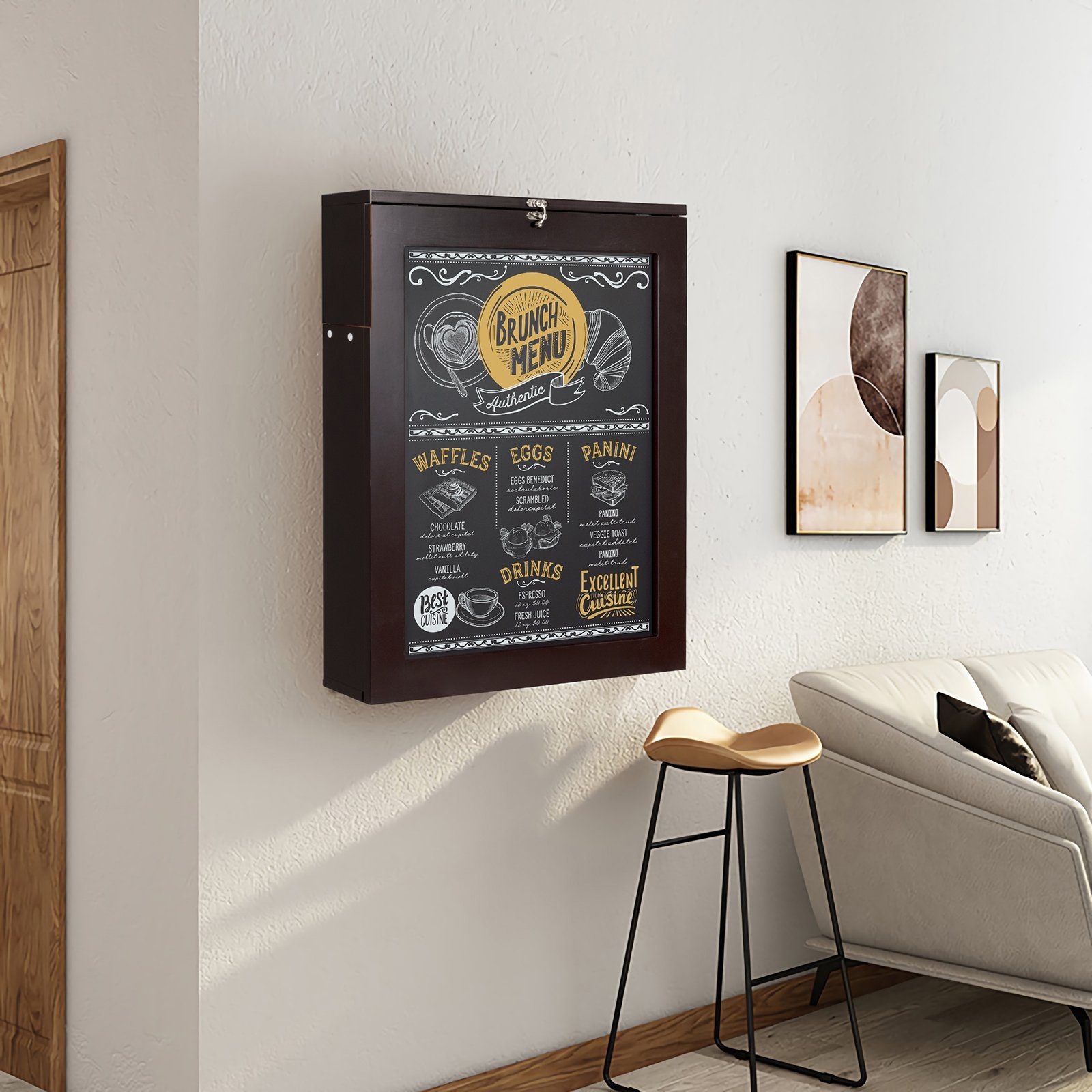 COSTWAY Klapptisch, Küche, Wand, Esstisch, mit Tafel, 87x60x150cm