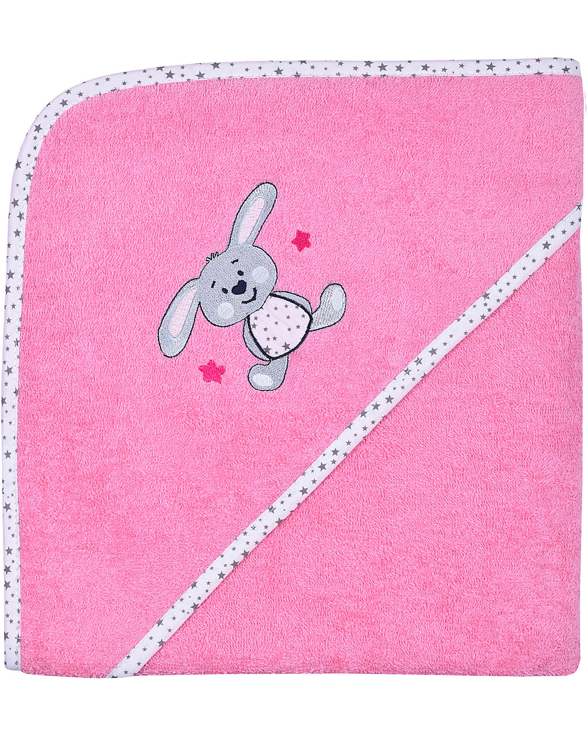 Kapuzen-Badetuch, Hase, pink,  100 x 100 cm