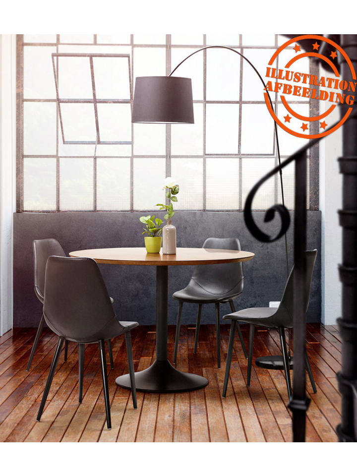 KADIMA DESIGN Runder Esstisch aus Holz und Metall | Moderner Stil in Schwarz günstig kaufen