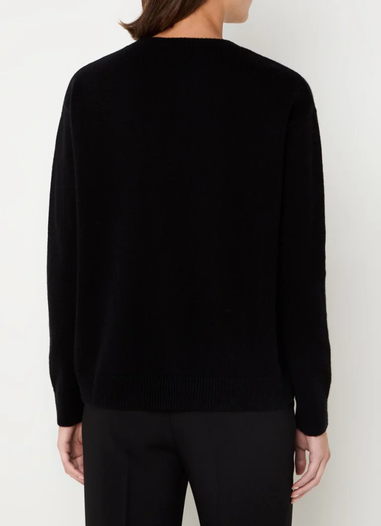 Jemne pletený pulóver MaxMara Kassel zo zmesi kašmíru s kamienkami a logom