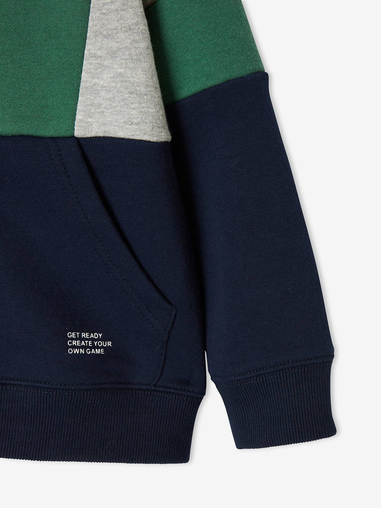 Sweat zippé colorblock sport garçon marron