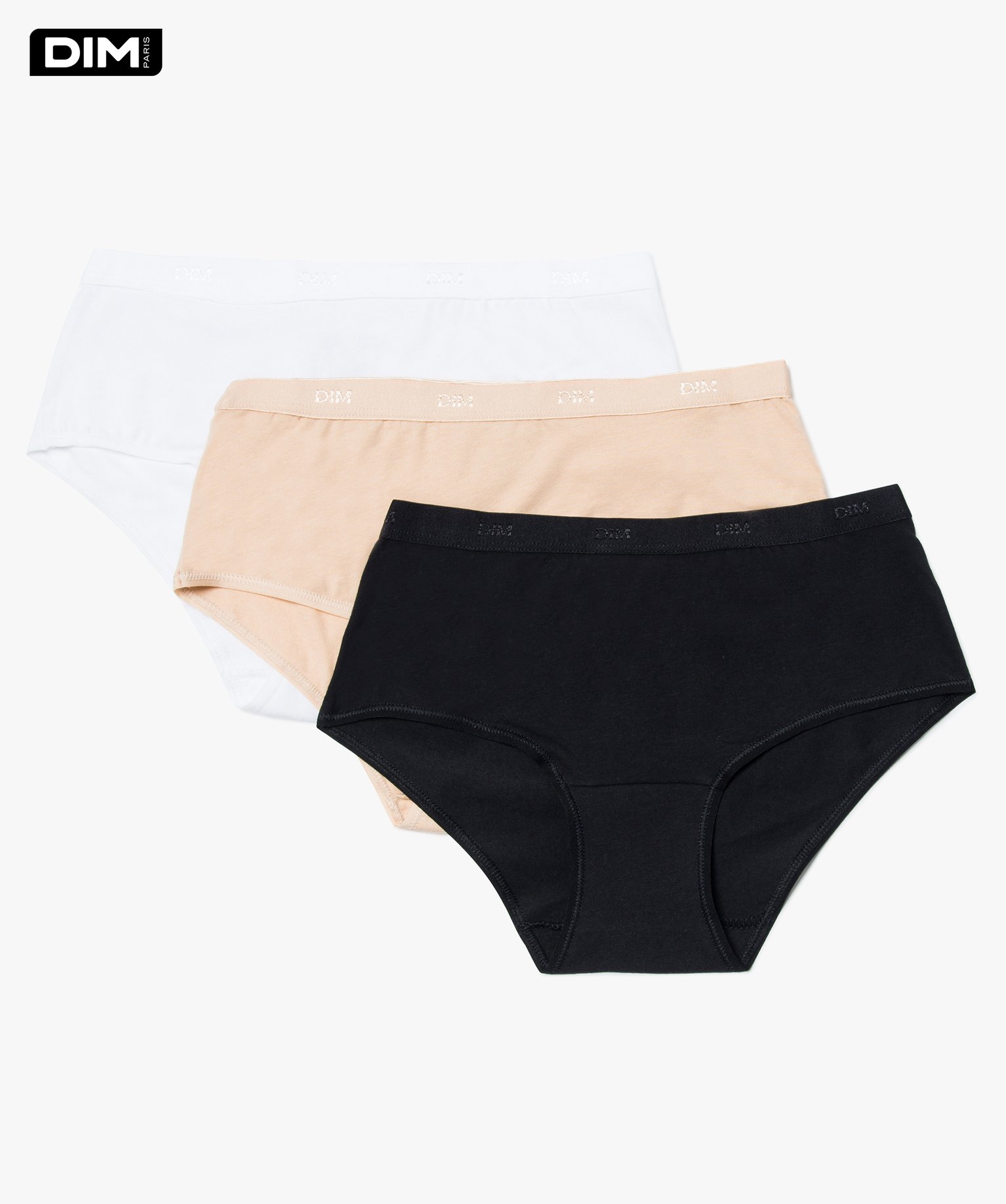 Boxers unis en coton stretch pour femme (lot de 3) - Dim blanc | GEMO