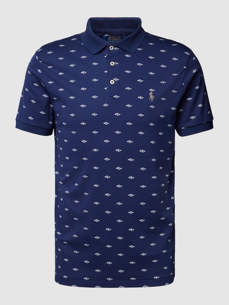 Poloshirt mit Allover-Muster in marineblau