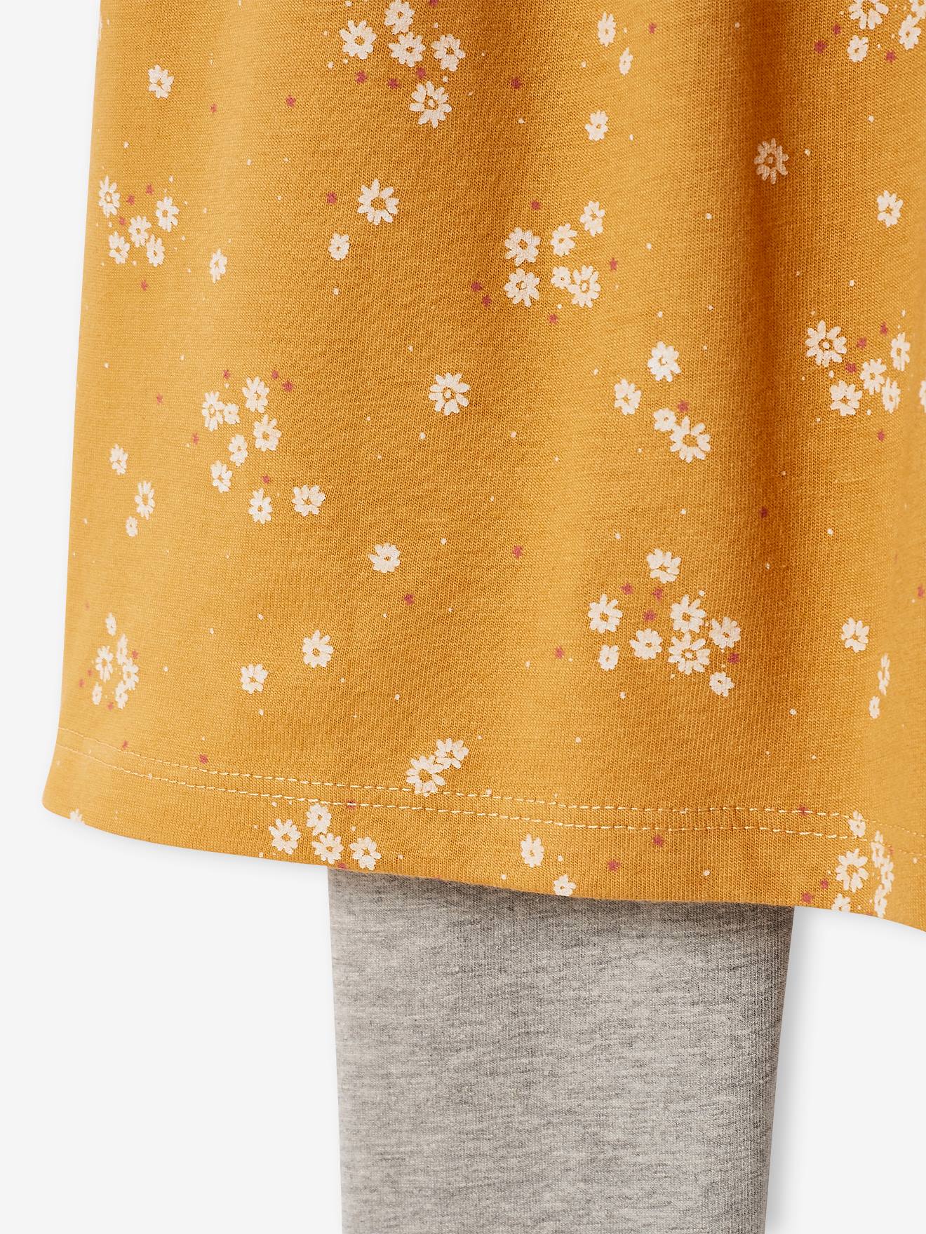 Chemise de nuit fleurie + legging curcuma