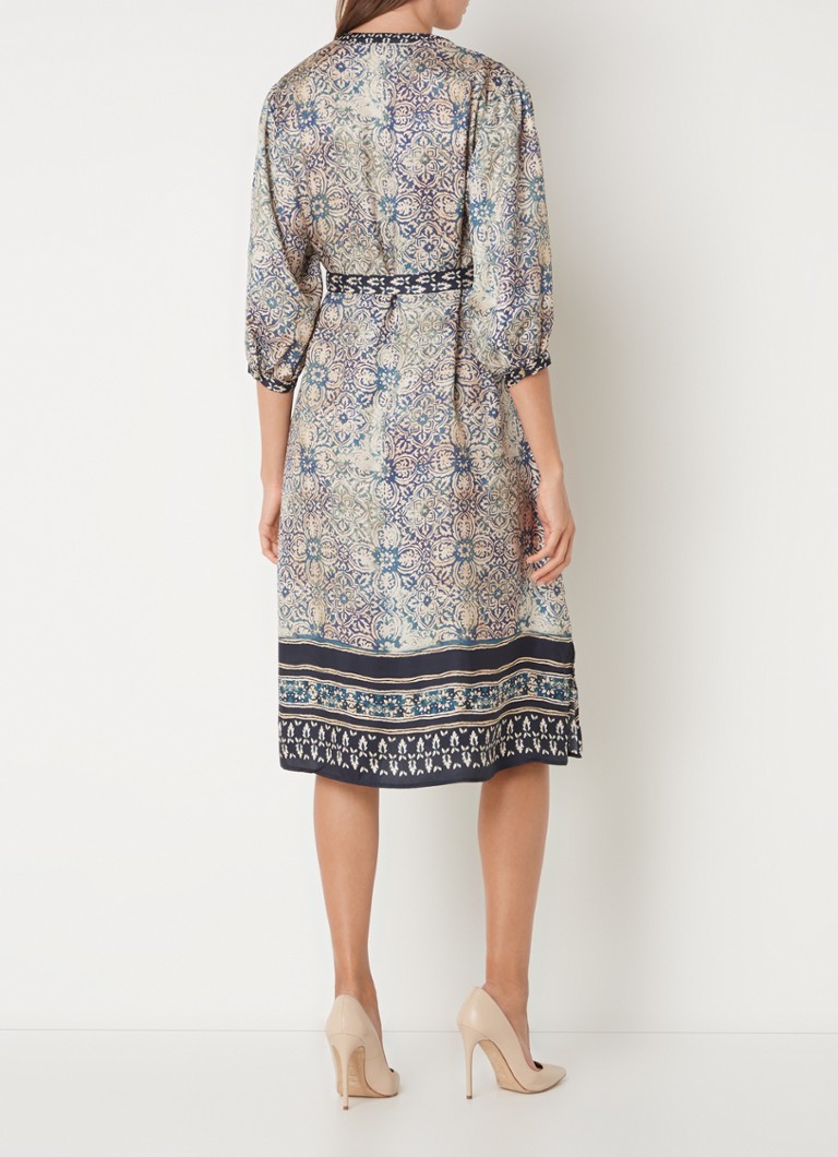 Vestido túnica midi de seda Gerard Darel Elnora con cinturón de lazo.