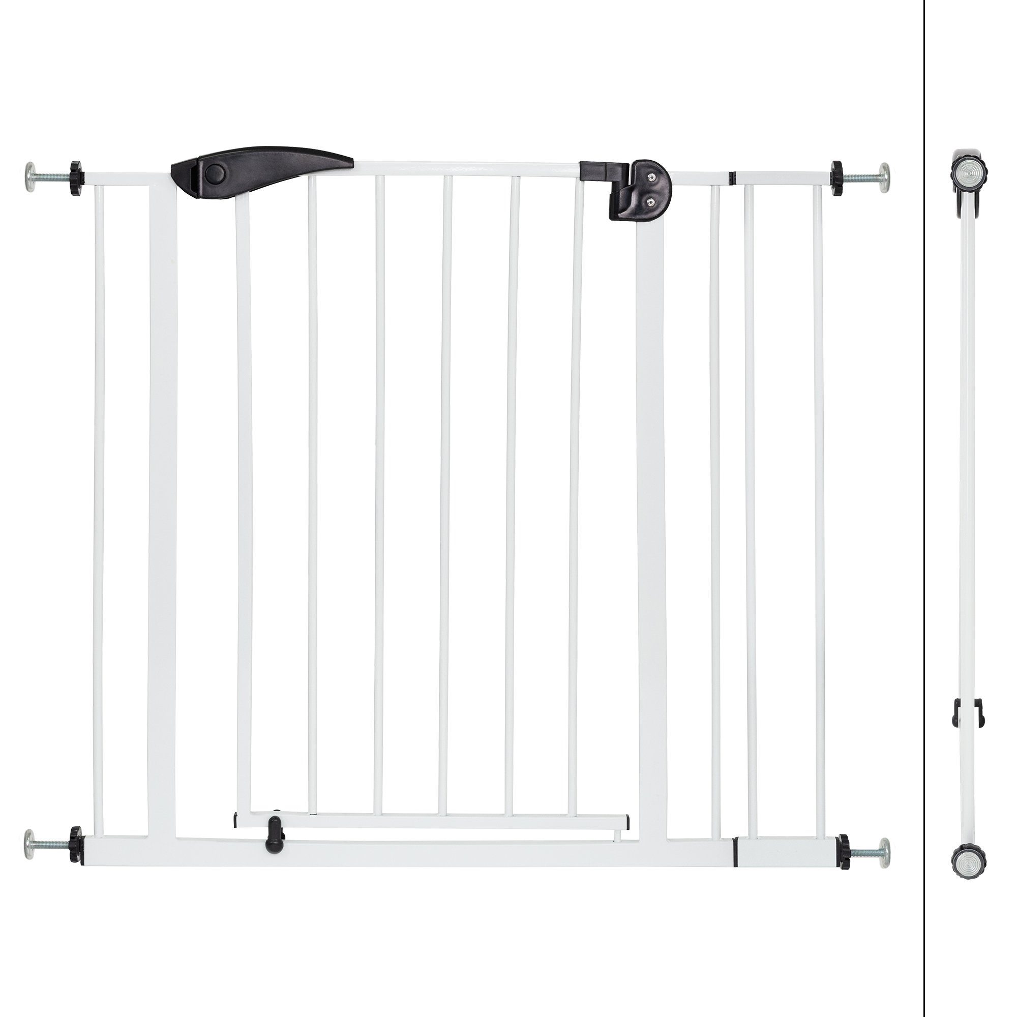 ECD Germany Türschutzgitter Metall-Gitter zum Klemmen Treppenschutzgitter Absperrgitter, für Kinder, Hunde und Katzen 85-95cm mit 10cm Verlängerung Weiß