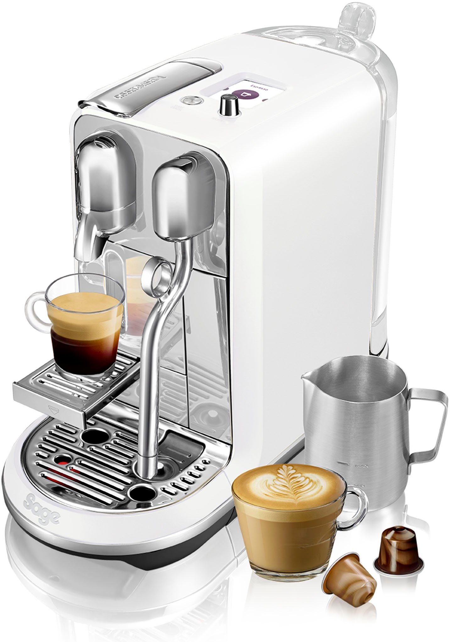 Nespresso Kapselmaschine Creatista Plus SNE800SST, inkl. Willkommenspaket mit 14 Kapseln + Edelstahl-Milchkanne