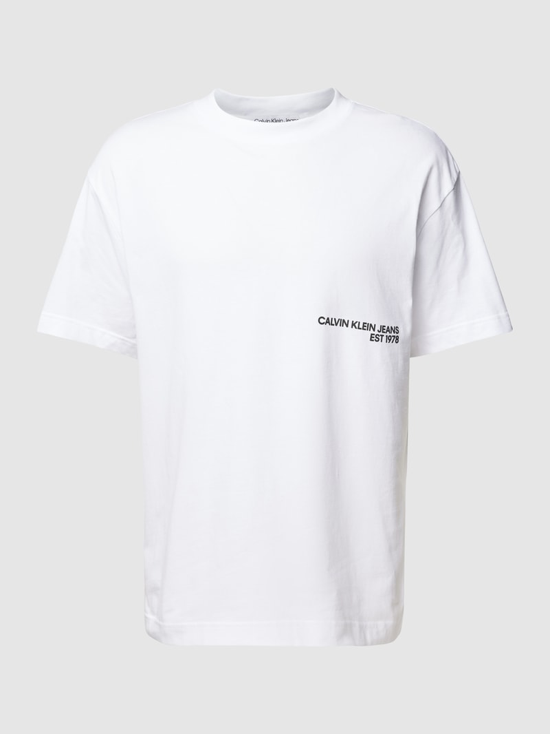 T-Shirt mit Label-Print Modell 'SPRAY' in weiss
