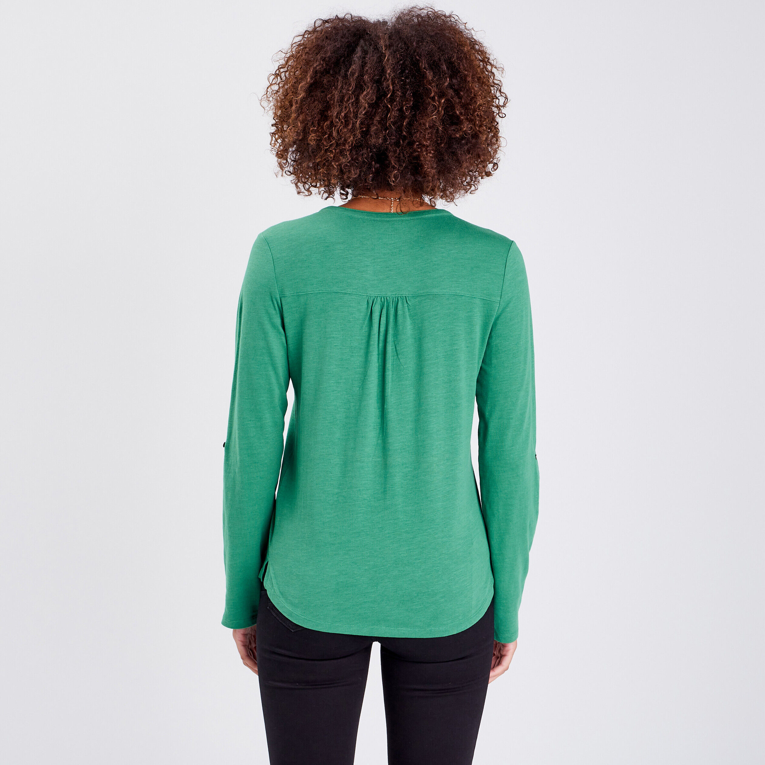 T-shirt manches longues vert femme | Cache Cache