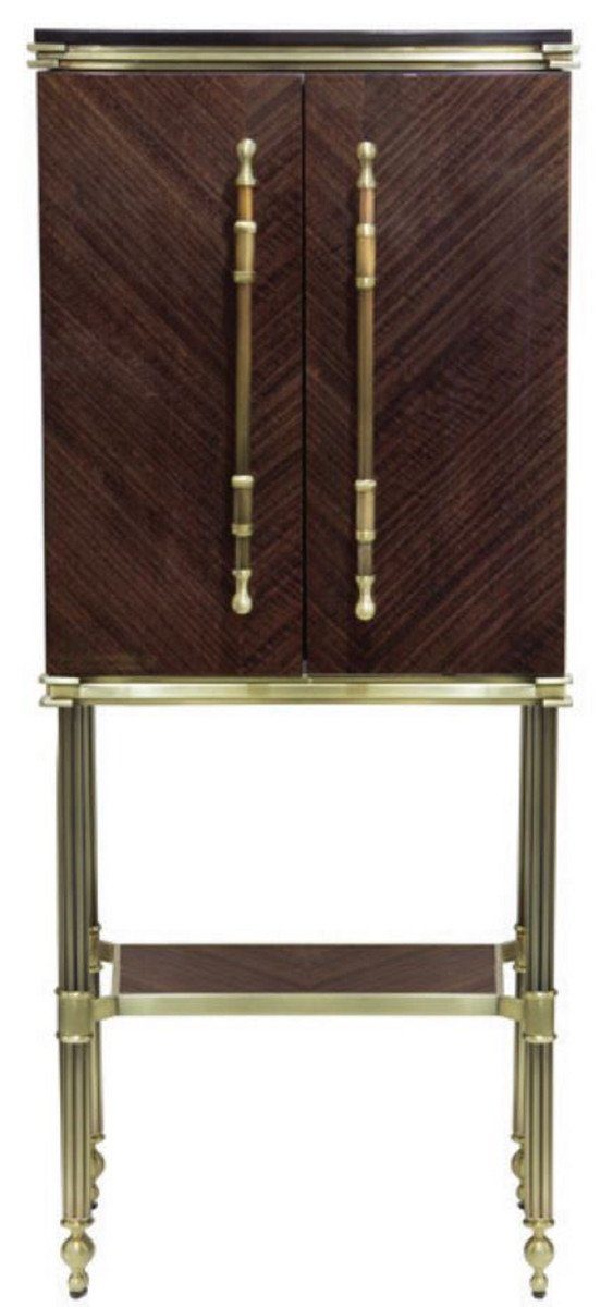 Casa Padrino Barschrank Casa Padrino Luxus Barschrank Dunkelbraun Hochglanz / Matt Gold 82 x 52 x H. 162 cm - Weinschrank mit 2 Türen - Wohnzimmer Möbel - Bar Möbel - Hotel Möbel - Luxus Kollektion