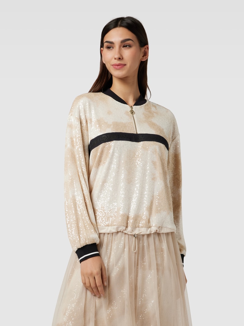 Pullover mit Paillettenbesatz in sand