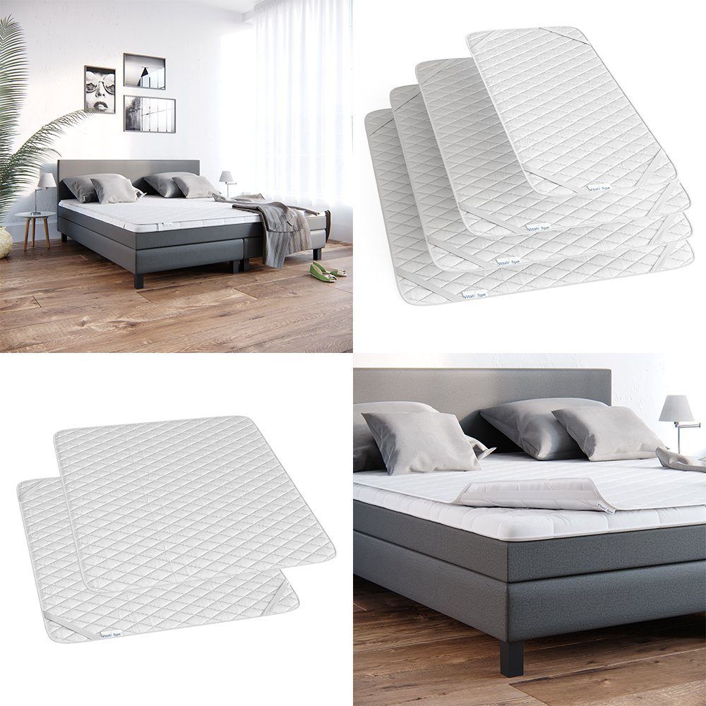 Matratzenschutzbezug Topper Matratzenschoner Auflage 180x200 weiß Mikrofaser VitaliSpa®