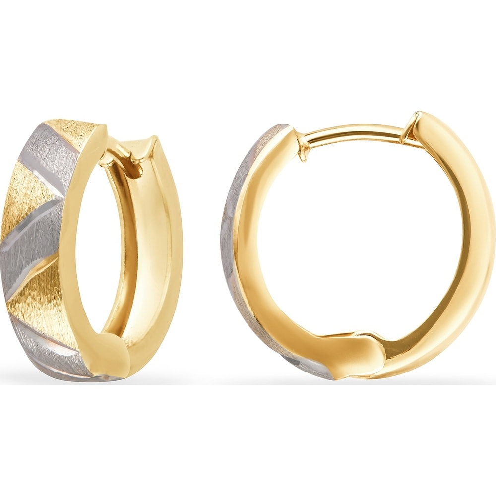 FAVS Créoles 585 Or jaune, 585 Or blanc Boucles d'oreilles