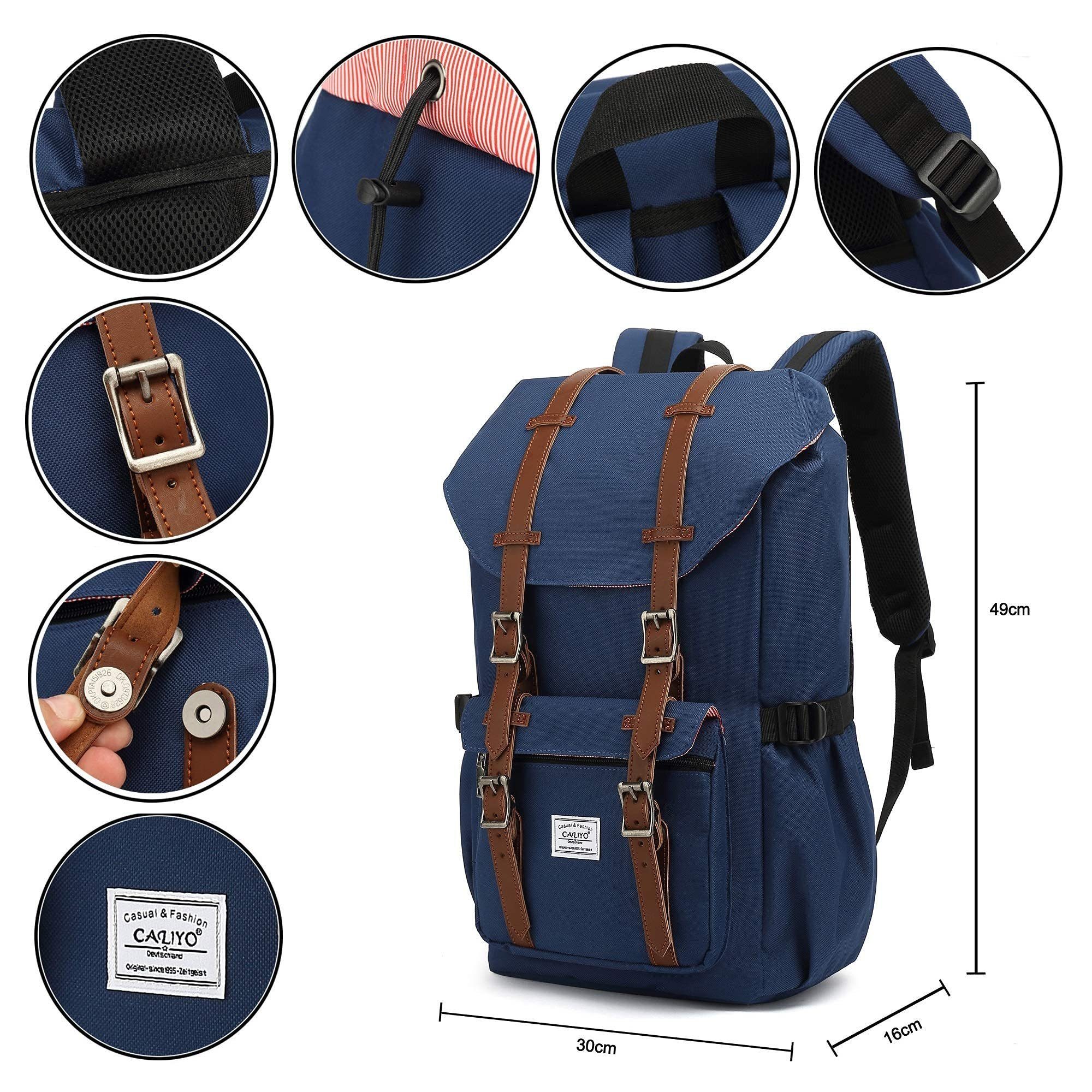 TAN.TOMI Freizeitrucksack Rucksack Groß Damen Herren Freizeitrucksack im Retro Design, mit 15