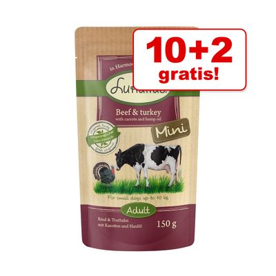 10 + 2 GRATIS! 12 x 150 g Lukullus Naturkost Mini Frischebeutel
