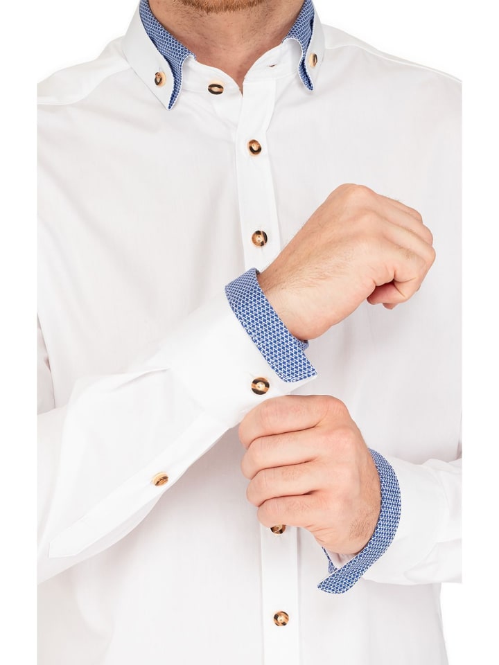 Gipfelstürmer Hemd 420017-2487 in weiß-mittelblau günstig kaufen