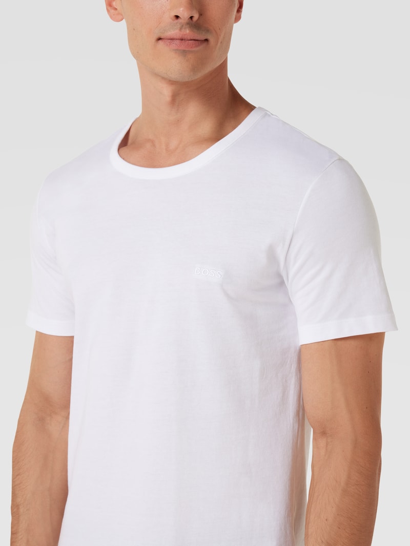 T-Shirt mit Label-Stitching im 3er-Pack Modell 'Classic' in mittelgrau meliert