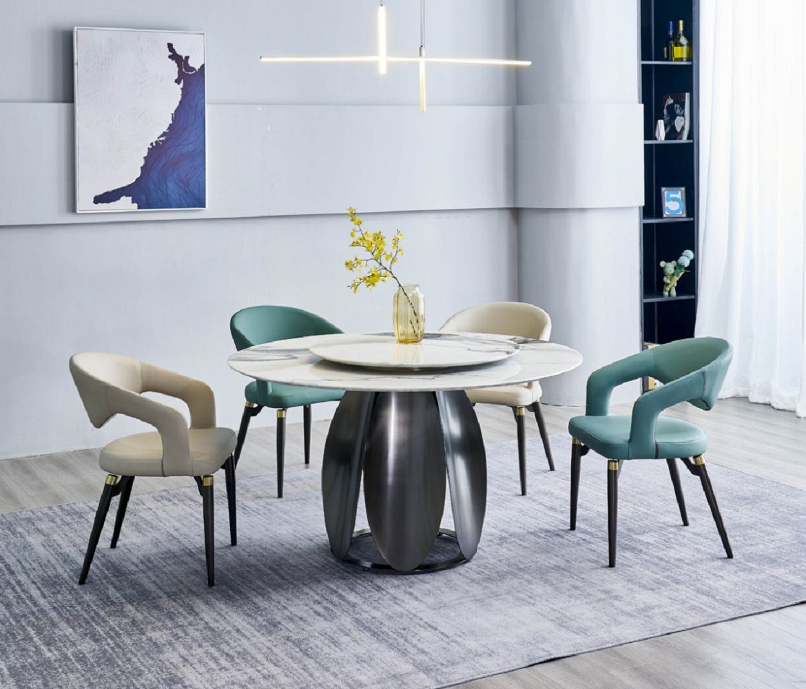 JVmoebel Esszimmer-Set Esszimmer Set Stilvoller Rundtisch 4x Stühle Esstisch Esszimmermöbel, (5-St., 1x Esstisch + 4x Stühle), Made in Europa