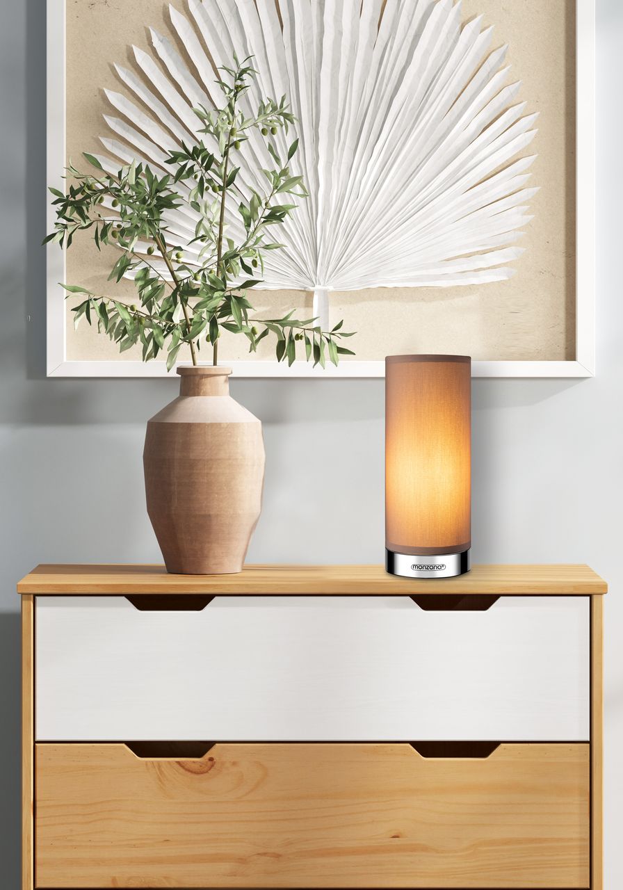 Casaria monzana® Dimmbare Tischleuchte Jasmin 2er Set taupe