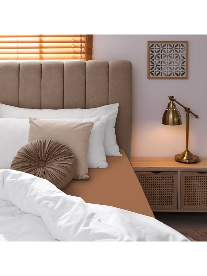 GMD Living Jersey Premium Spannbettlaken JANNEBY in Farbe Nougat günstig kaufen