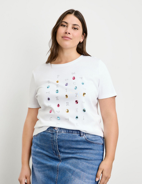 Baumwoll T-Shirt mit Glitzersteinen