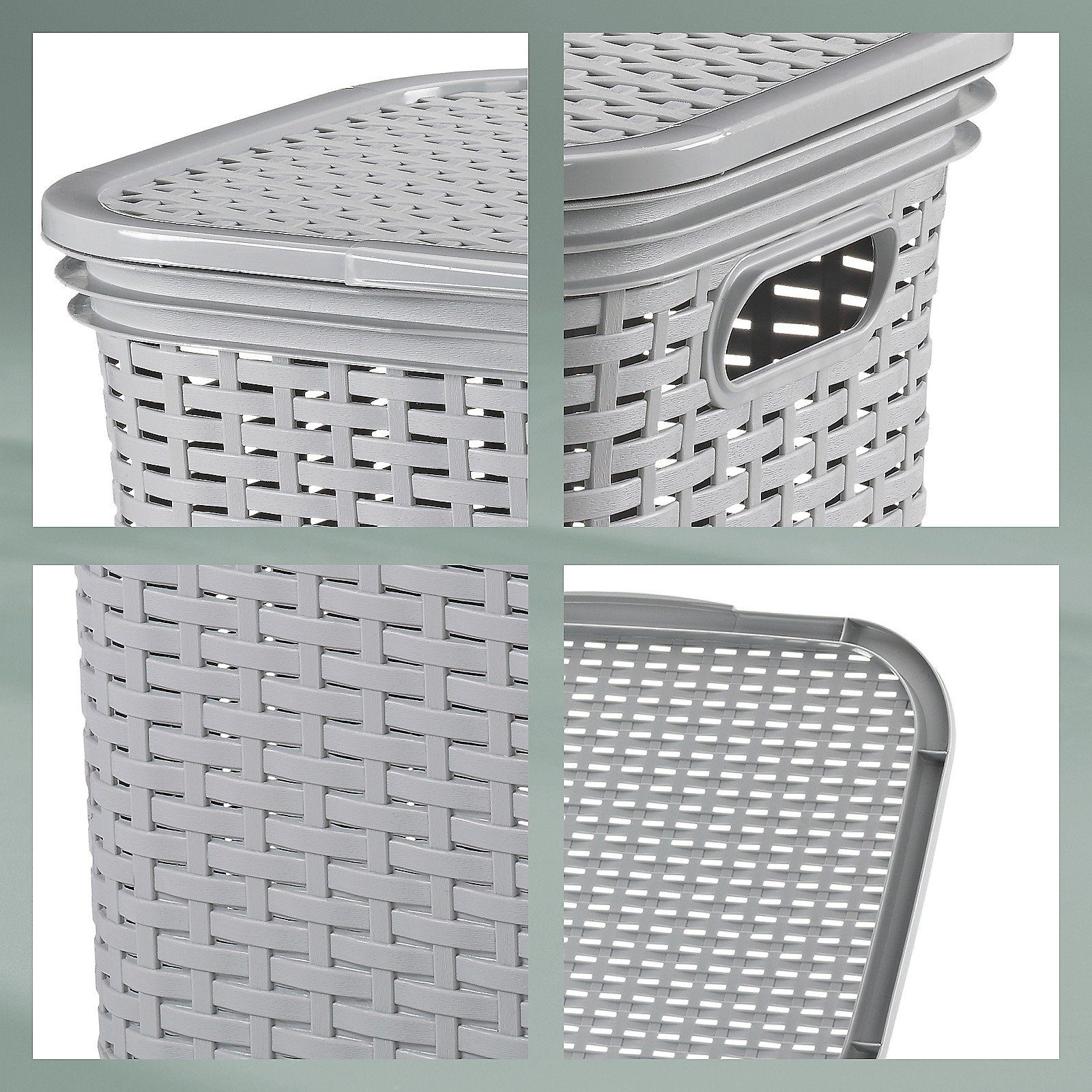 kela Wäschebox Brasilia, Klappdeckel, 60 L, Flecht-Look, flexibel einsetzbar, 2 Tragegriffe