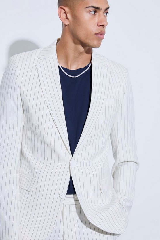 Einreihige gestreifte Skinny Anzugjacke