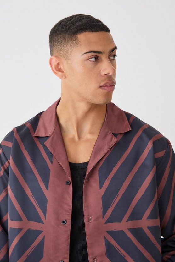 Langärmliges Oversize Satin-Hemd