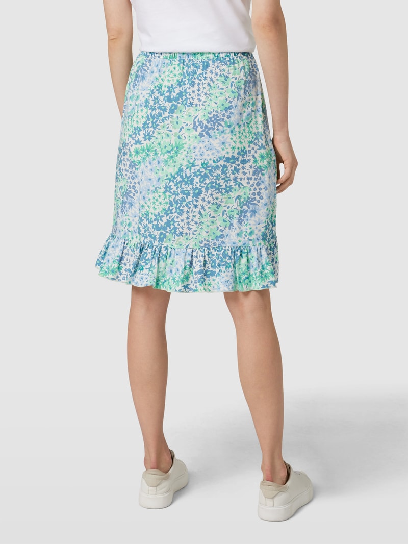 Knielanger Rock aus Viskose mit Allover-Muster Modell 'Joella' in ozean blau