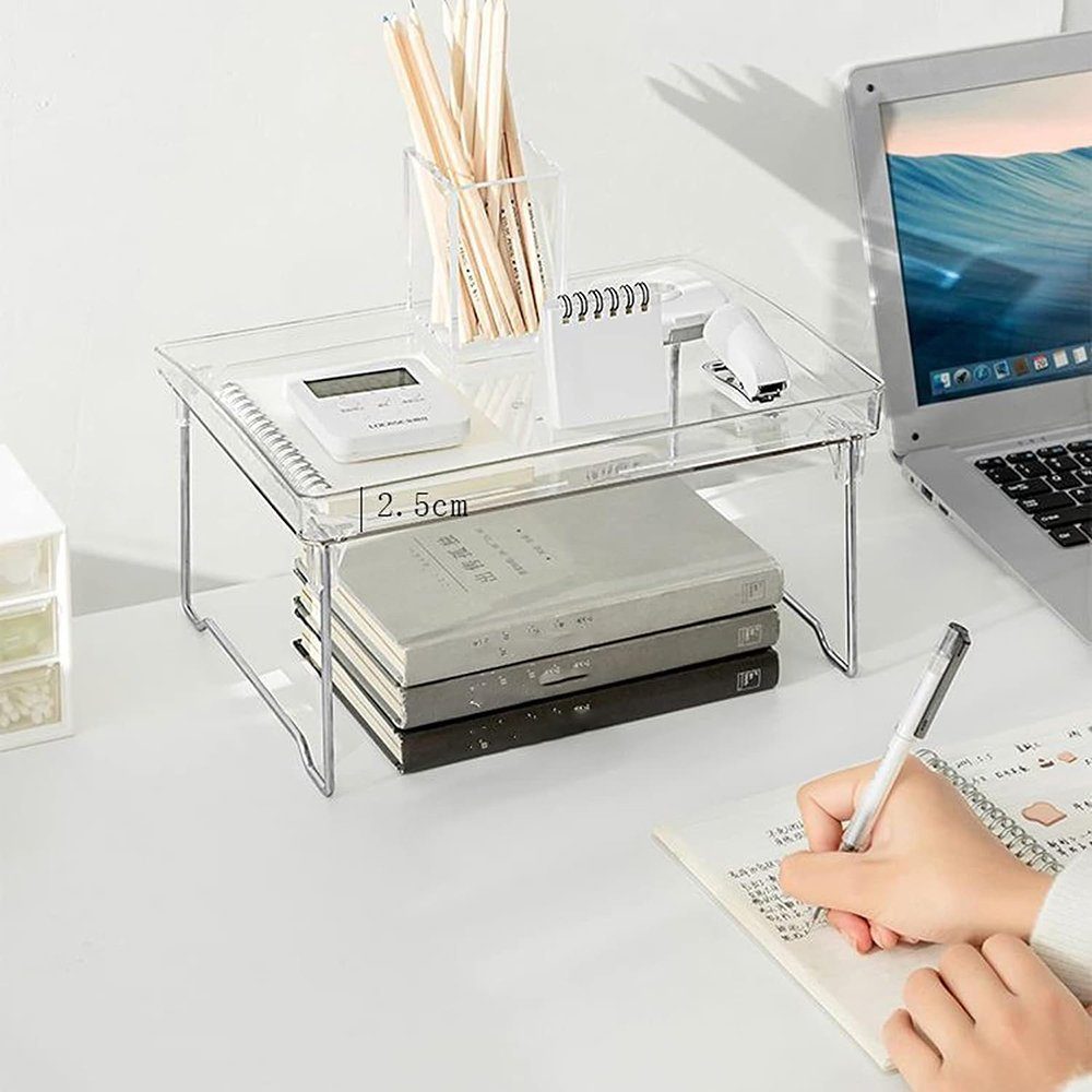Wunderwelt Kosmetik-Kassette Transparent Stapelbare Regale Klappregal Make Up Organizer Ständer, 1-tlg., Zusammenklappbares Lagerregal, Desktop-Aufbewahrungsregal für Wasserbecher