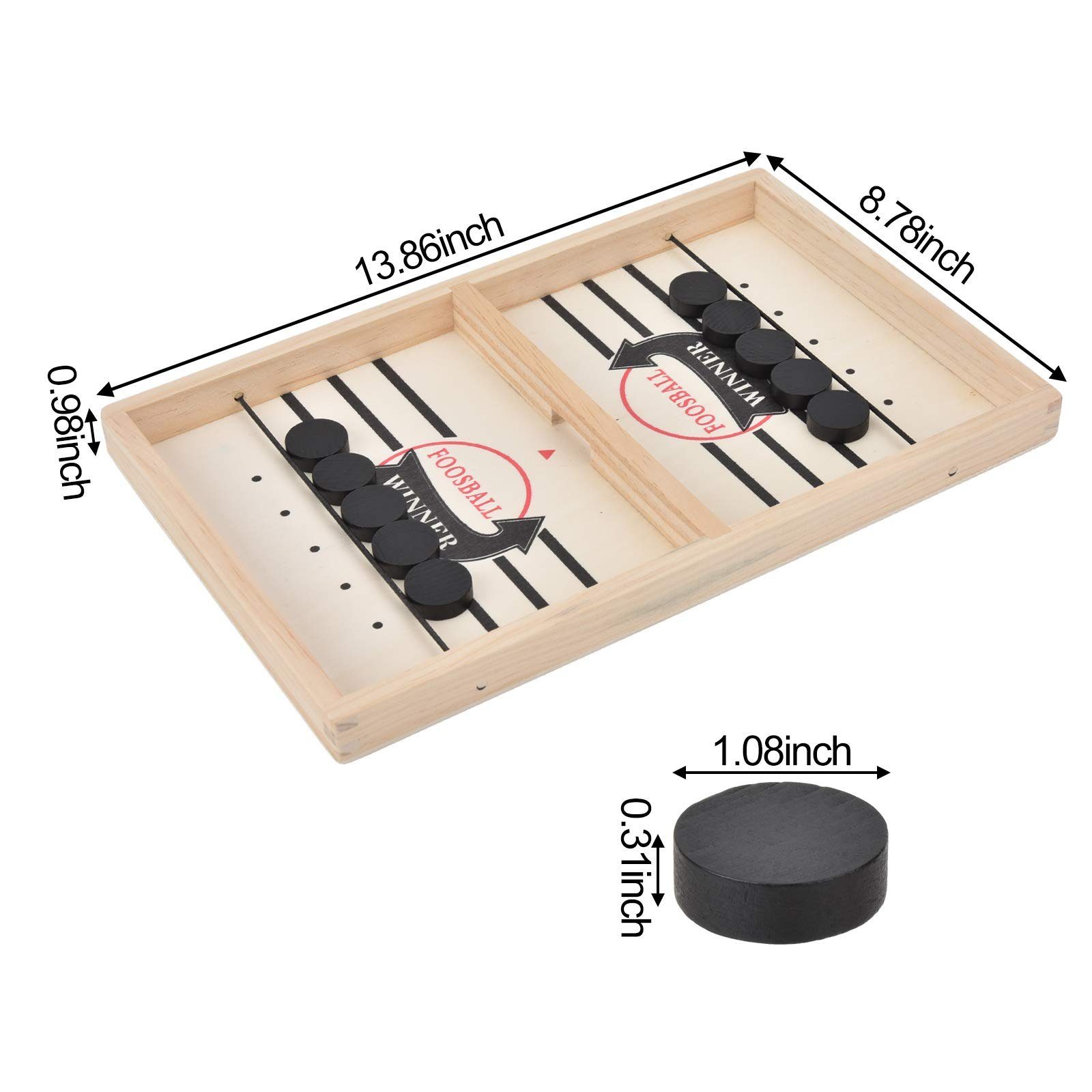 SOTOR Air-Hockeytisch, (Air-Hockeytisch Hockey Brettspiel, Holz Schnell Sling Puck Match-Spiel, Bouncing Brettspiel, 2 in1 Interaktion Tischhockey Katapult), Portable Schachbrett-Set Partyspiele Tisch-Desktop-Spiel