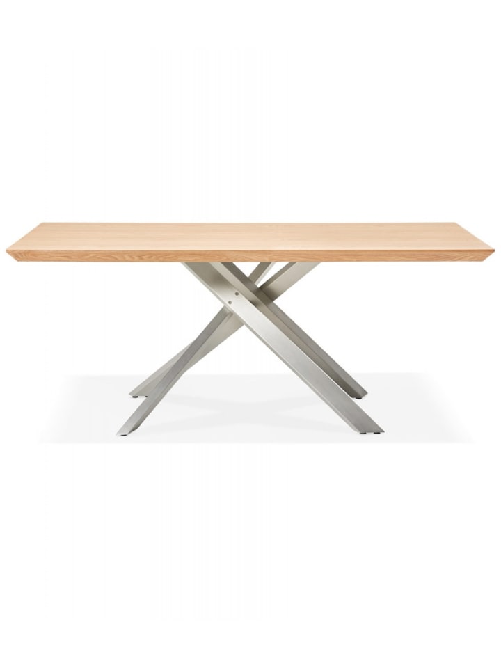 KADIMA DESIGN Esstisch aus Naturholz und Metall | Rechteckige Tischplatte in Beige-Grau günstig kaufen onesize
