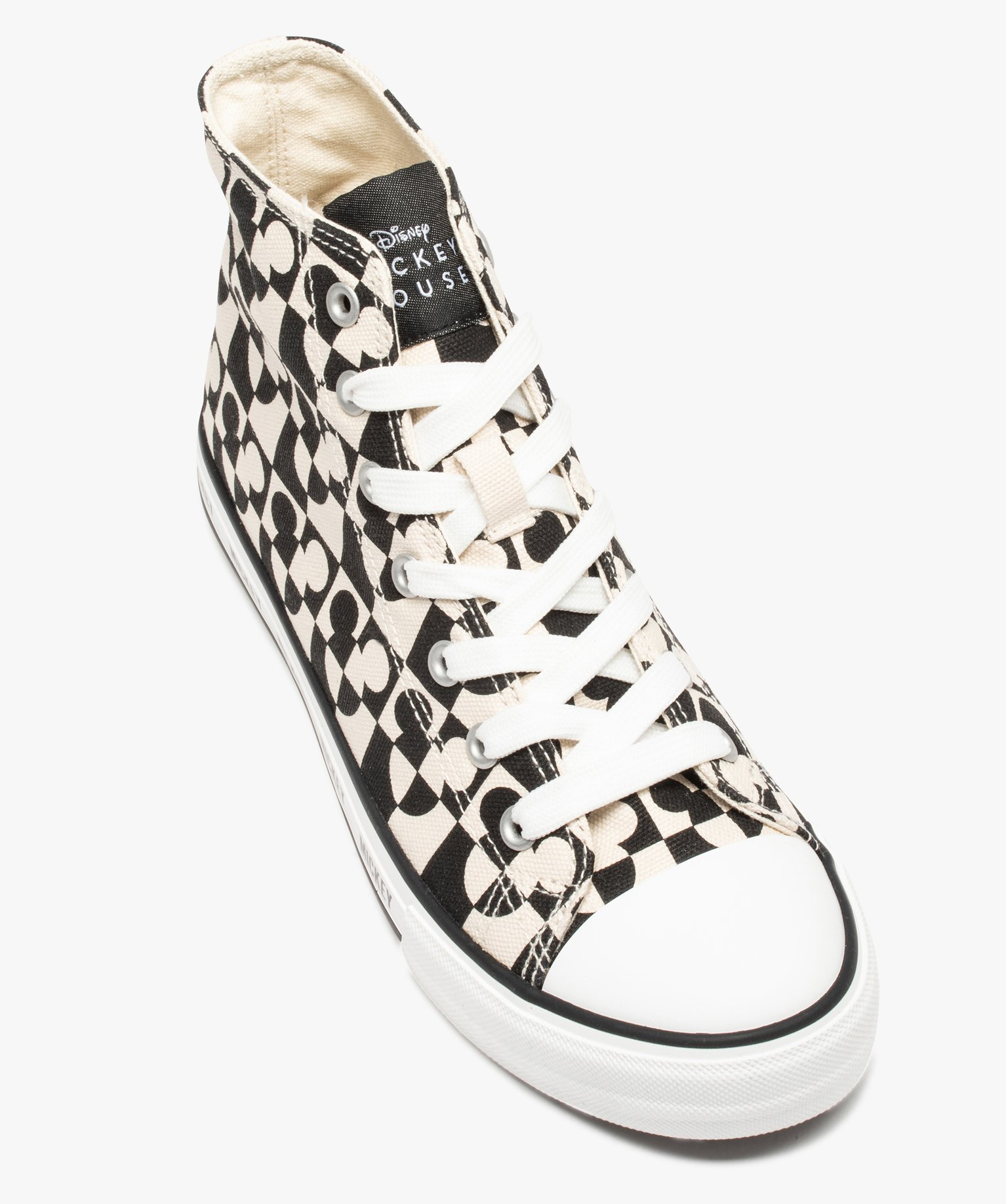 Baskets femme montantes en toile imprimée - DS noir | GEMO