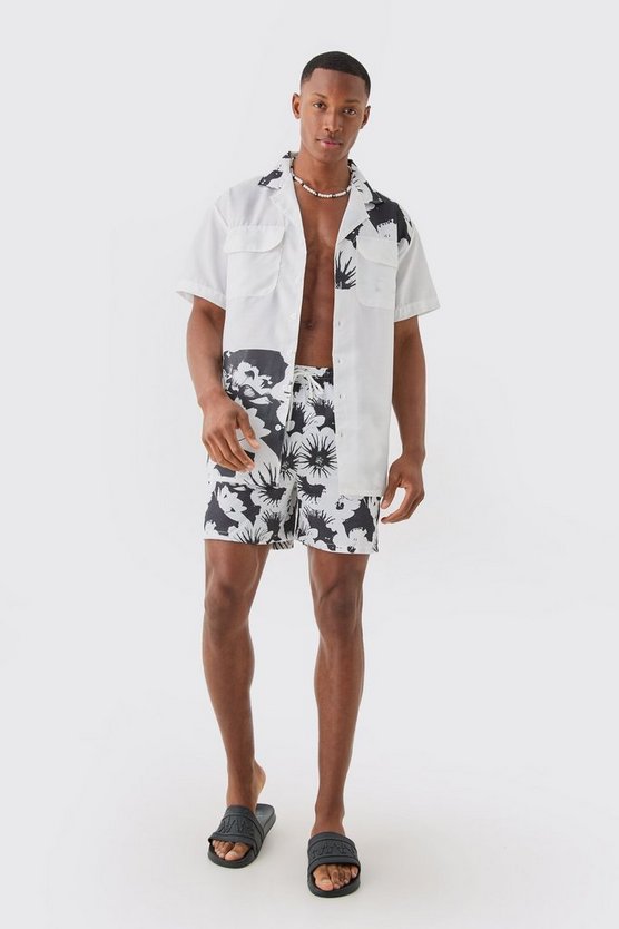 Oversize Hemd und Badehose mit Print