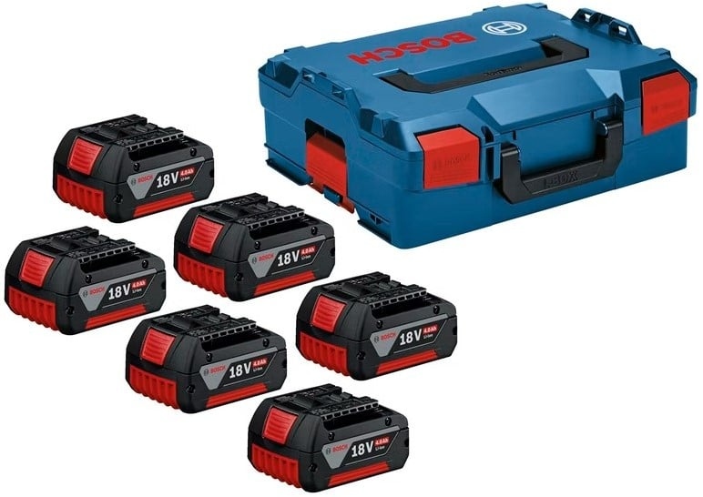 Bosch Blue Accessories 1600A02A2S Batteriset i L-Boxx - 6 x GBA 18V 4,0 Ah Batteri 18 Volt 4,0 Ah Li-jon