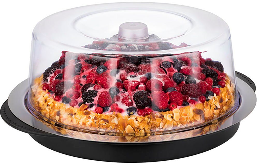 APS Kuchenplatte, Edelstahl, Kunststoff, Ø 34 cm, Kühlfunktion durch 2 Kühlakkus