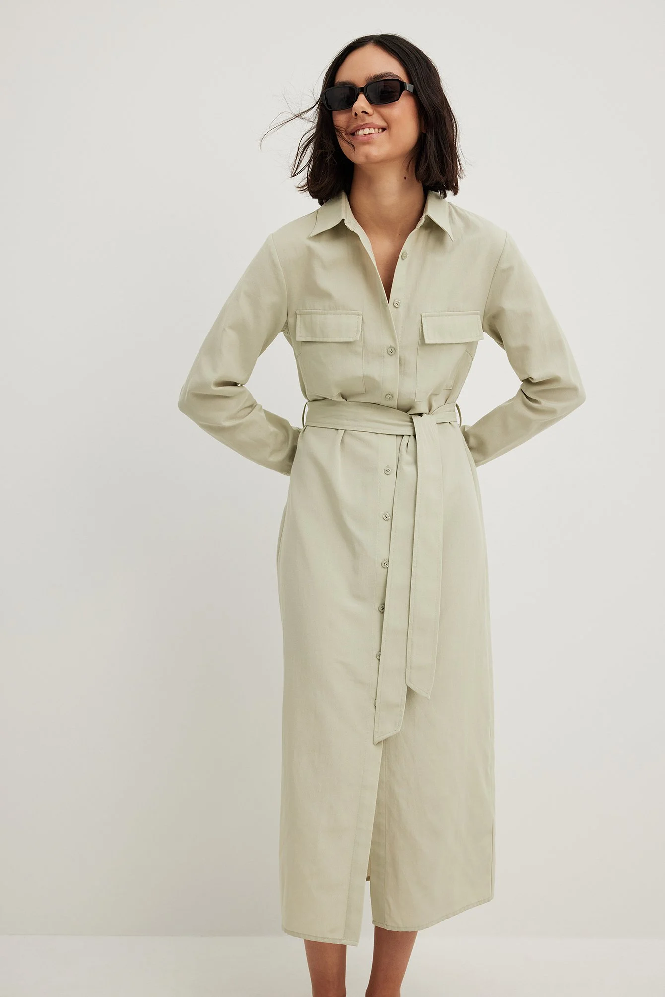 Langärmeliges Hemdblusenkleid
