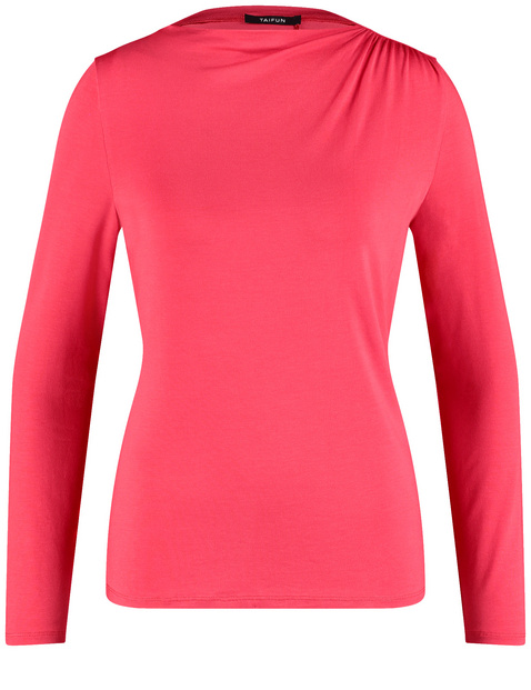 Langarmshirt mit seitlicher Schulterraffung