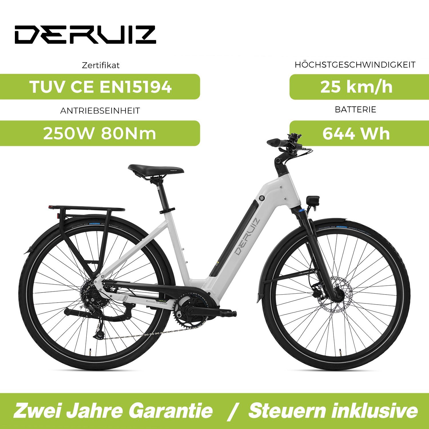 DERUIZ E-Bike MICA-G 28 Zoll E-Bike 250W 80Nm Mittelmotor, 48V / 644Wh Akku, 9 Gang SHIMANO SHIMANO ALTUS, 9-Gang Schaltwerk, Kettenschaltung, Mittelmotor, 644,00 Wh Batterie, (mit Akku-Ladegeräd, mit Werkzeug), 644Wh Batterien mit großer Kapazität,