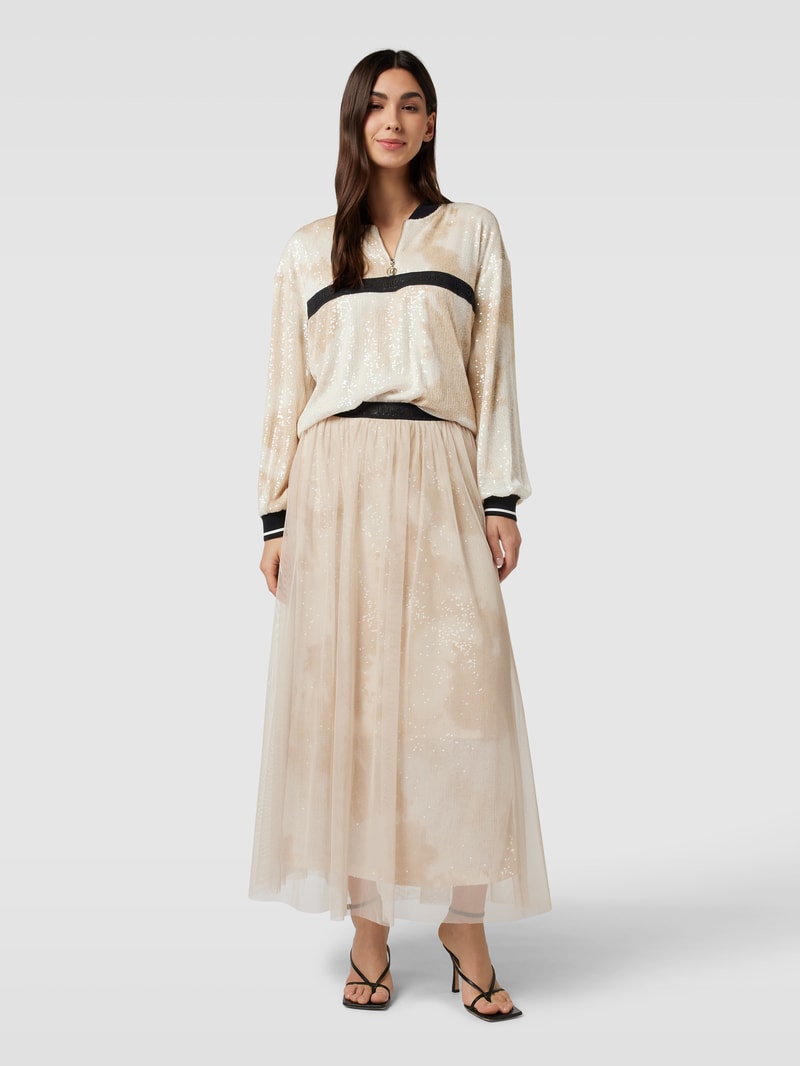 Pullover mit Paillettenbesatz in sand