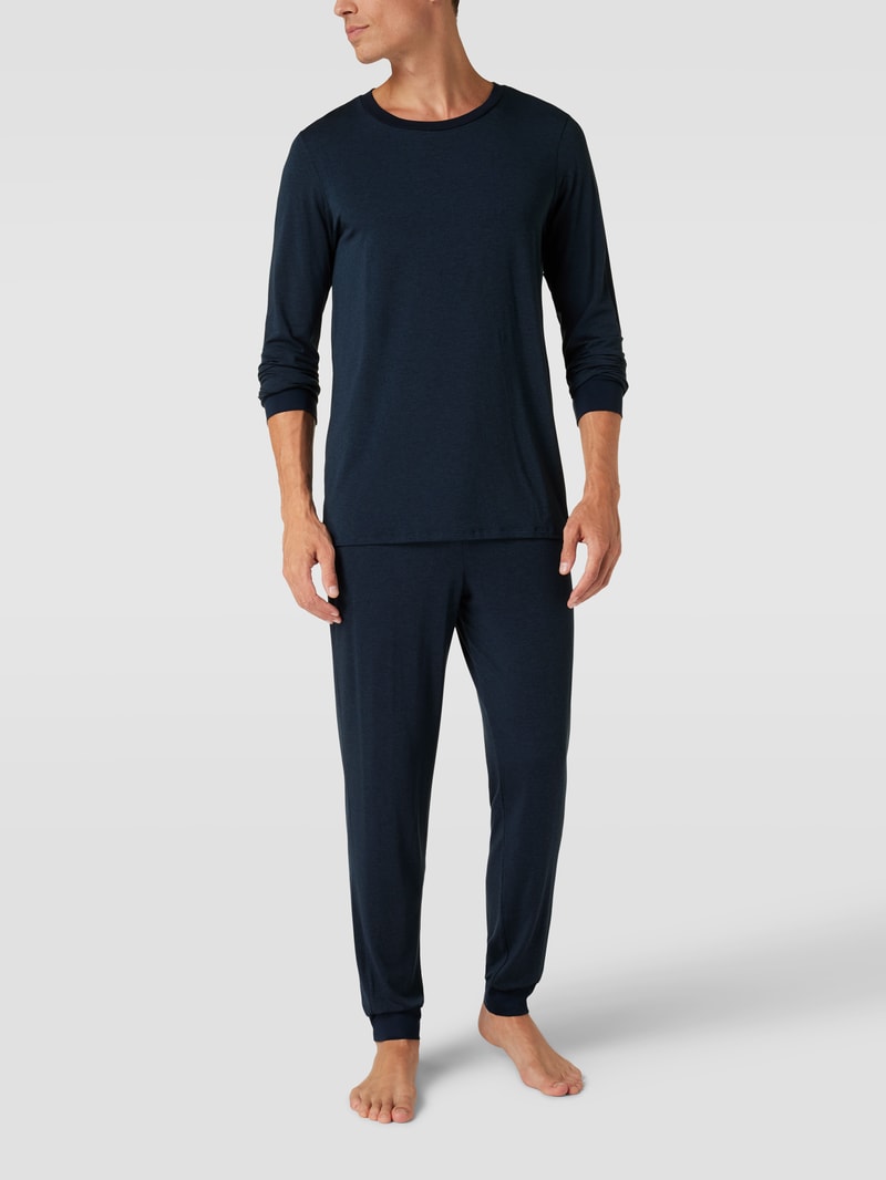Pyjama in melierter Optik Modell 'Selected! Premium' in marineblau meliert