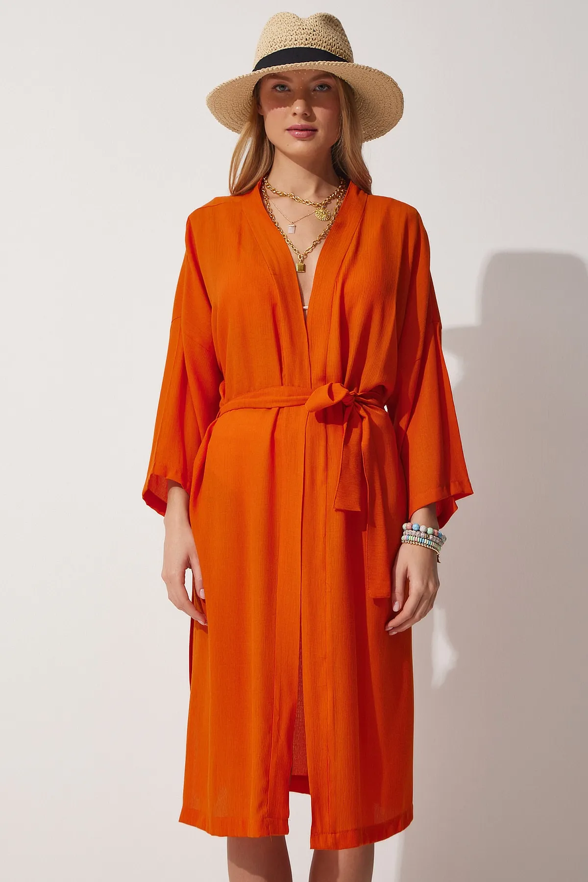 Happiness İstanbul  Kimono & Kaftan - Orange - Regular Fit