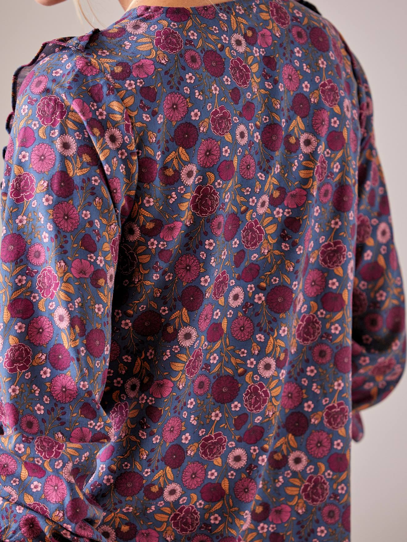 Blouse imprimée boutonnée grossesse et allaitement bleu marine