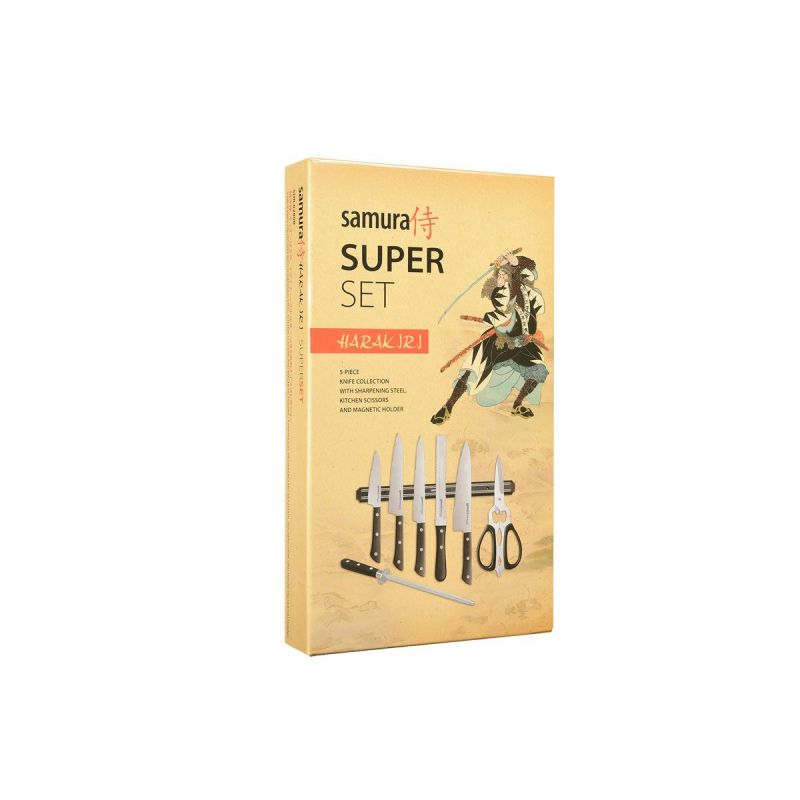 Samura Harakiri Super Set 8-tlg. (5 Messer-Scheren-Steinschloss-Halter)