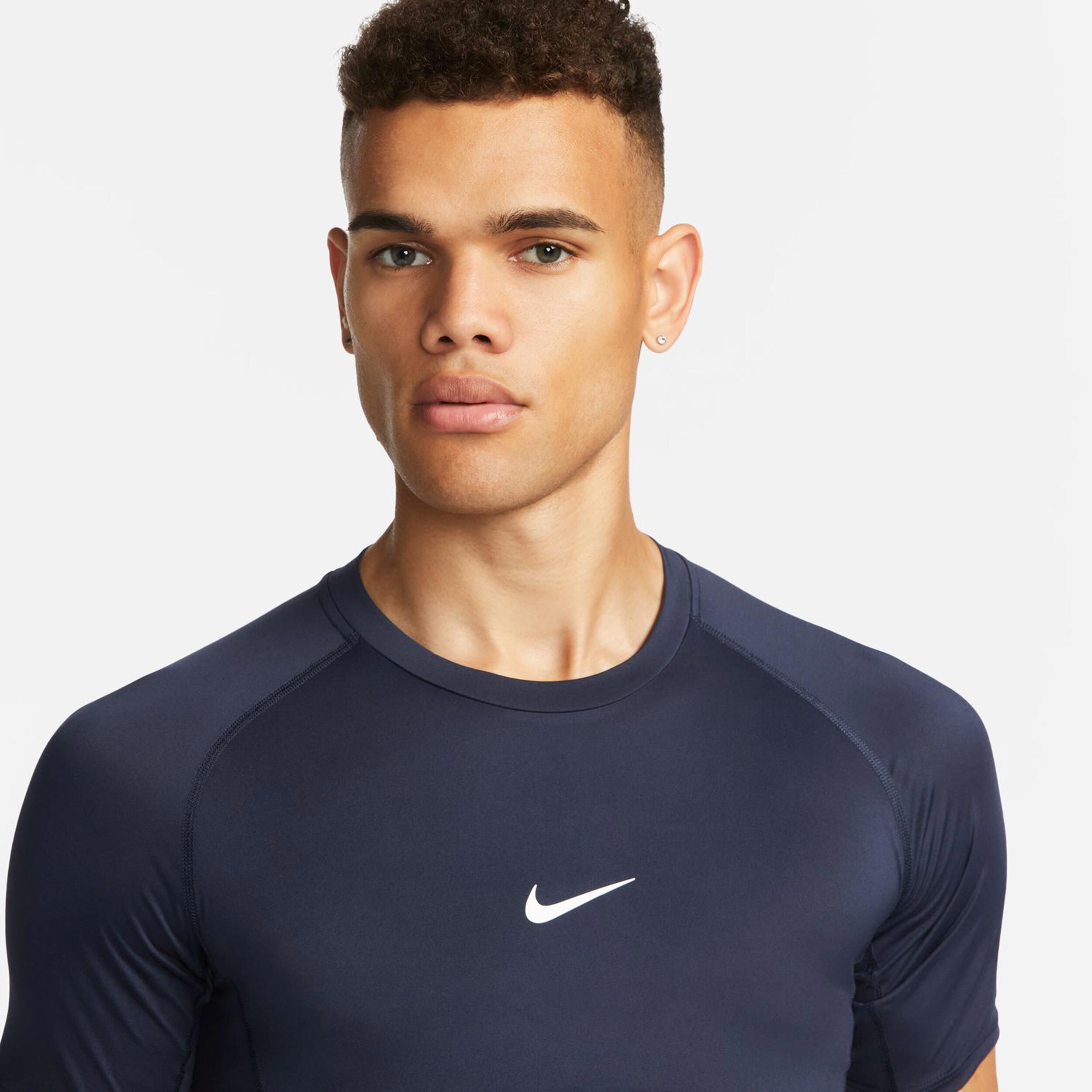 Dri-Fit Pro Tight Fitness T-Shirt Herren - Dunkelblau, Weiß