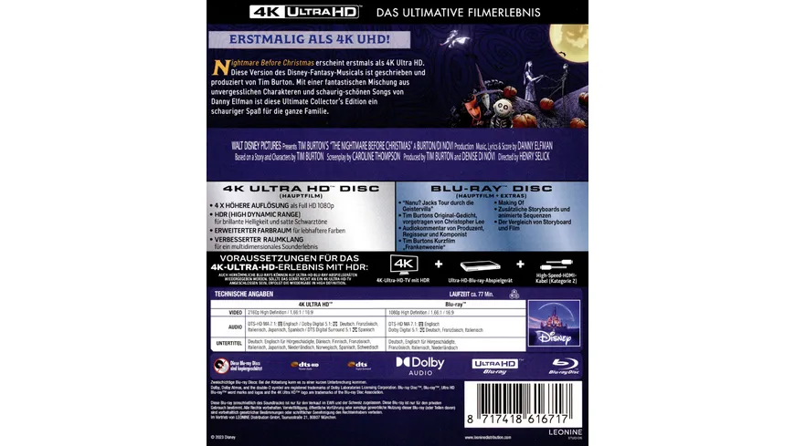 Nightmare before Christmas  (4K Ultra HD) (+ Blu-ray)
